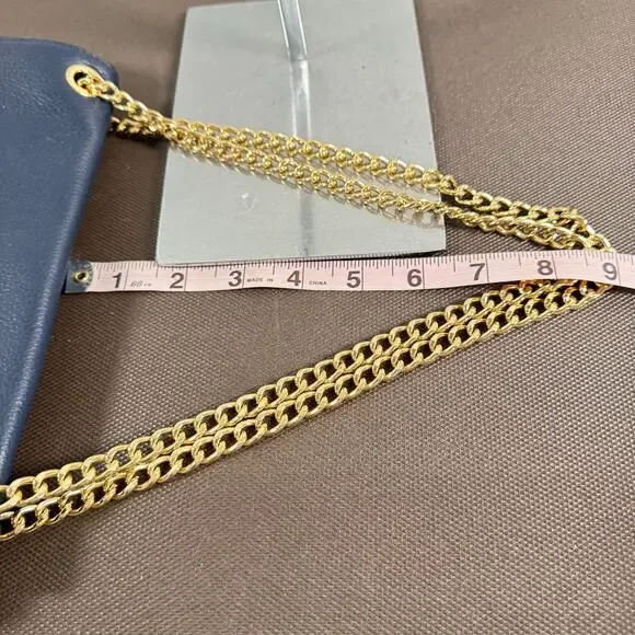 Michael Kors Women's Jet Set Chain Leather Small Shoulder Flap Navy Blue Bag - Picture 11 of 11